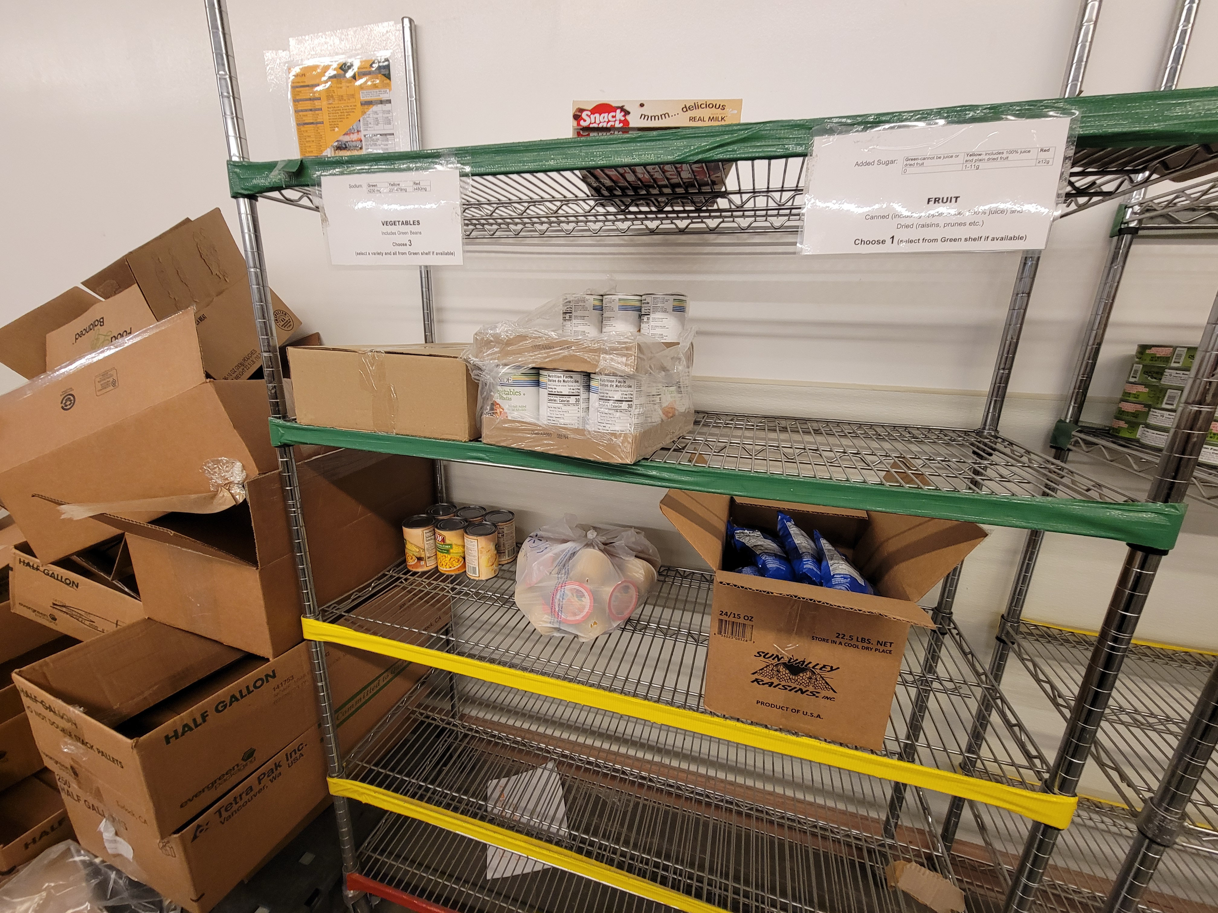 Shelves of food items.